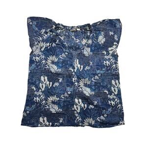 GAP Women's Blue Floral Semi Sheer Top Extra Small